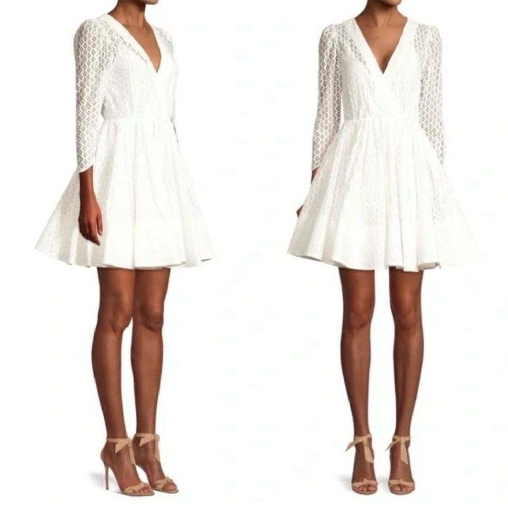 MAJE Ralina Lace Dress in White Full skirt size 2 Medium
